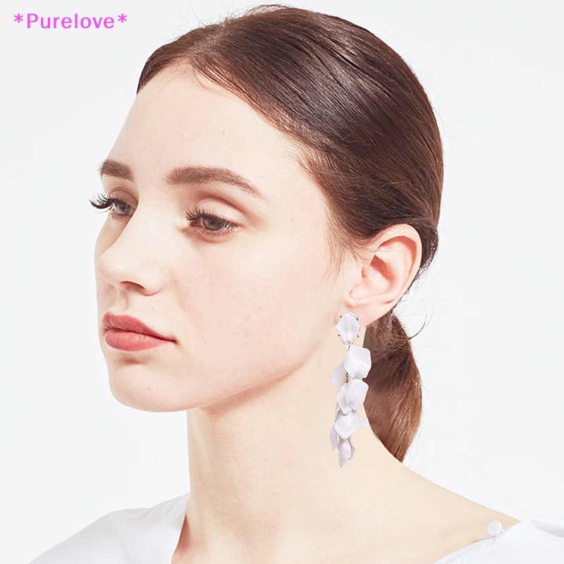 1 Đôi Bông Tai Dáng Dài Hình Cánh Hoa Bằng Acrylic Phong Cách Hàn Quốc Cho Nữ Mới