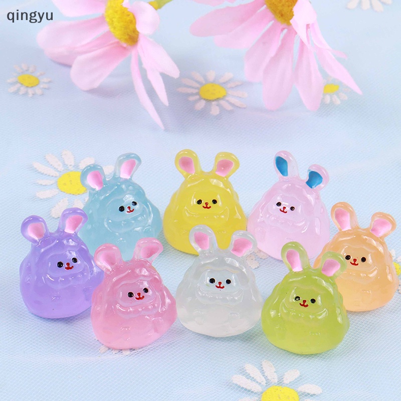 Bộ 2 Tượng Thỏ Hoạt Hình Mini Phát Sáng Trang Trí Tiểu Cảnh