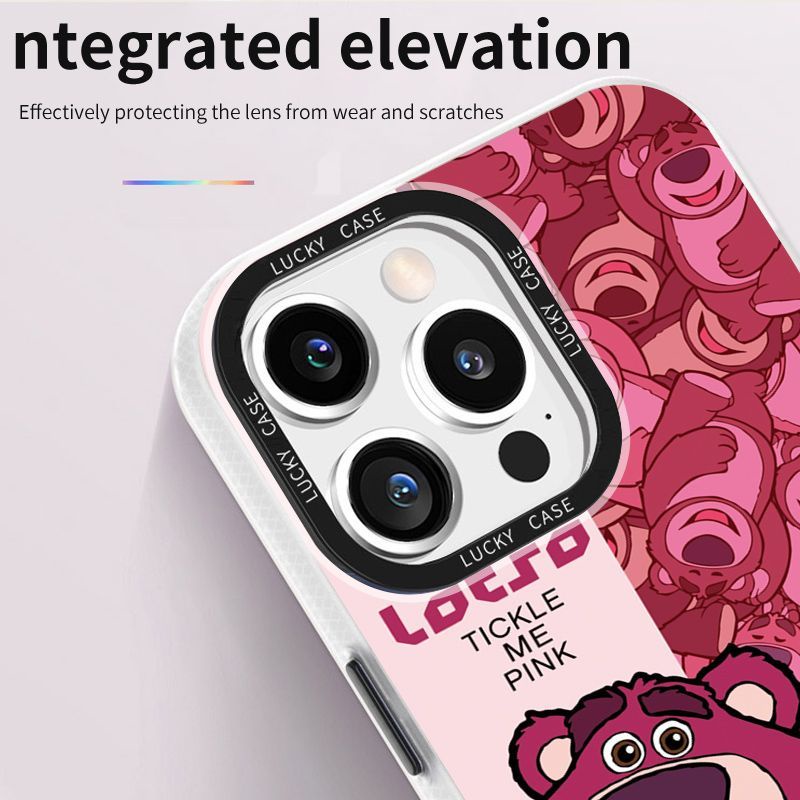 Ốp Điện Thoại IMD Màu Laser Hình Gấu Hồng Cho Iphonexr12678Plus 1314 promax