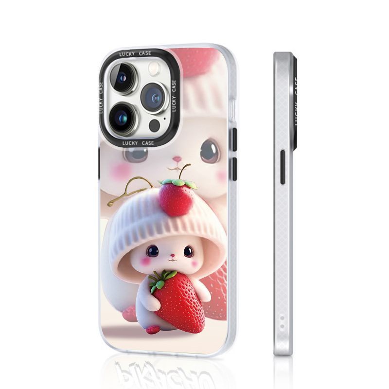 Ốp Điện Thoại Màu Laser Họa Tiết Trái Dâu Dễ Thương Cho Iphone 1314promax Xr12678Plus A3JM