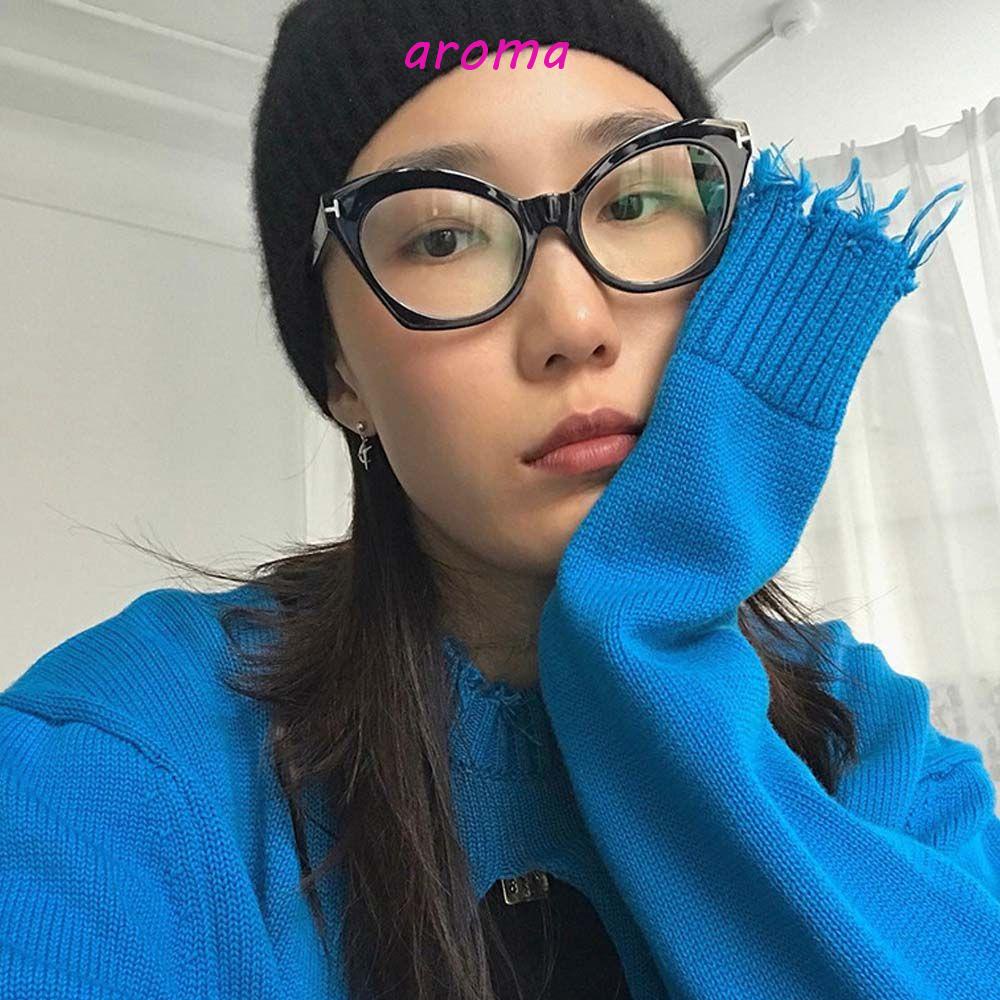 AROMA Kính Đọc Sách Gọng Tròn Bằng Nhựa Trong Suốt Chống Ánh Sáng Xanh