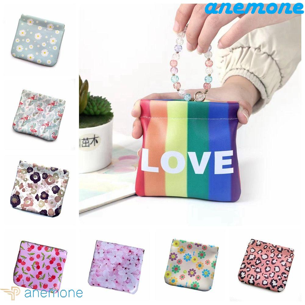 Túi Đựng Son Môi / Tai Nghe Tự Đóng Họa Tiết Hoa Lá Hoạt Hình Đơn Giản