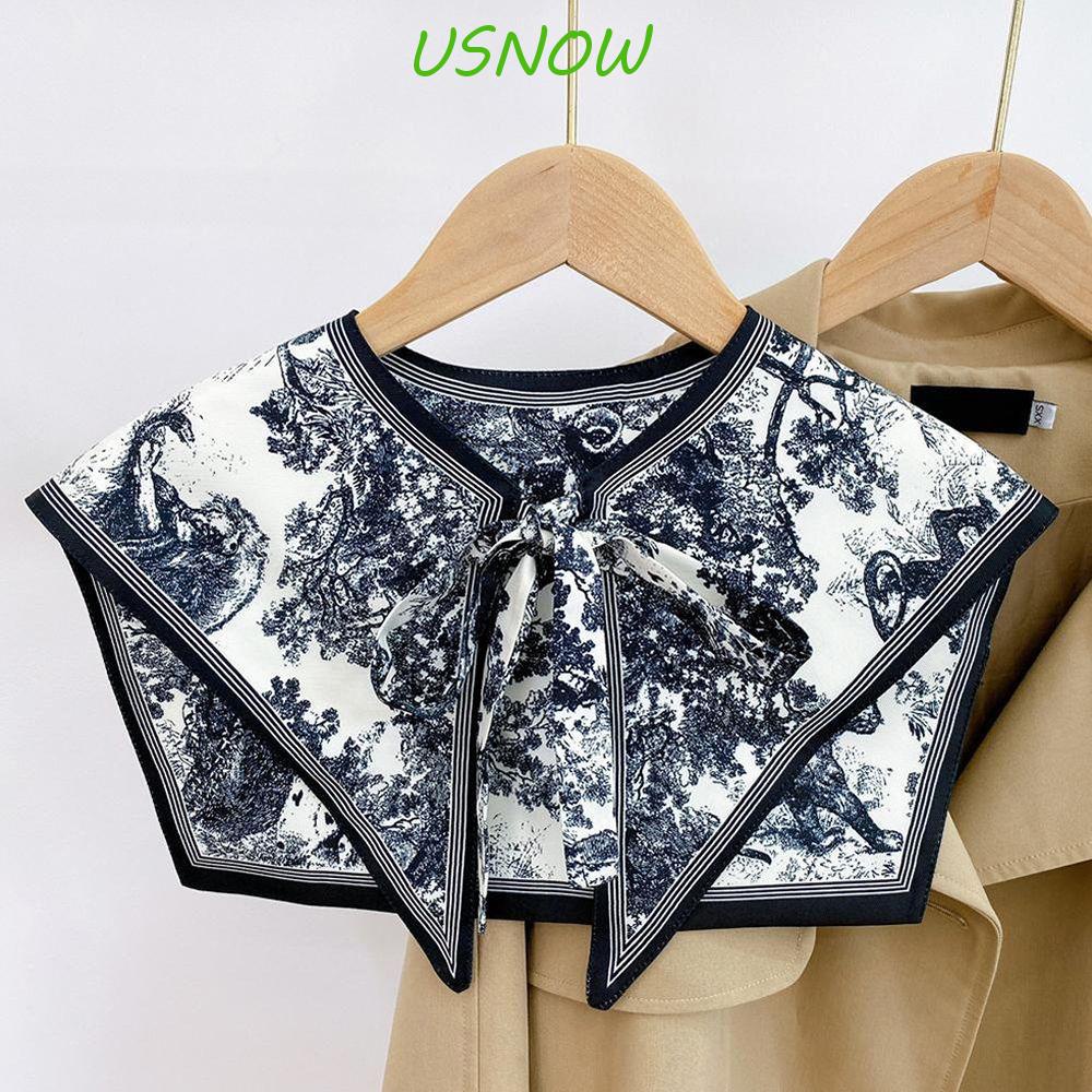 USNOW Cổ Áo Sơ Mi Giả Có Mũ Trùm Tháo Rời Được Thời Trang Cho Nữ