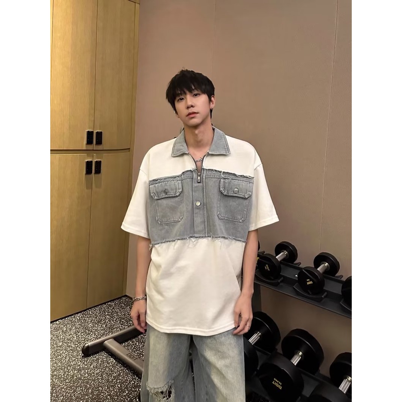 Áo Thun POLO Ngắn Tay Giả Hai Lớp Phong Cách Năng Động Trẻ Trung Dành Cho Nam