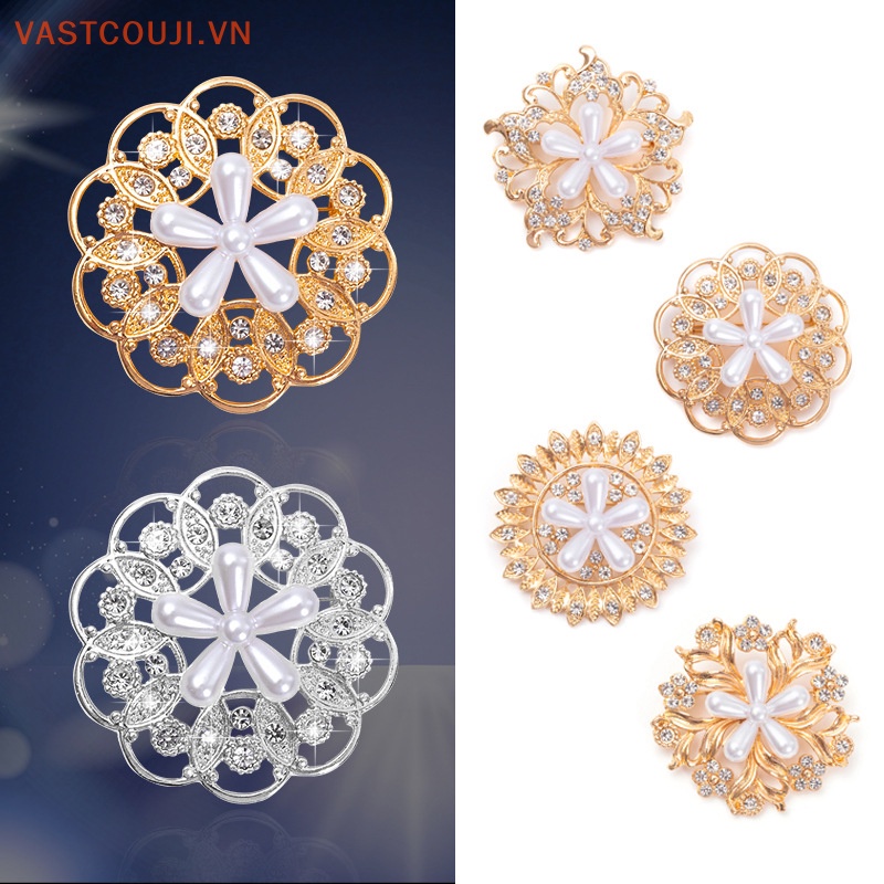 Ghim Cài Áo Hình Hoa Đính Đá Ngọc Trai Giả Bằng Hợp Kim Thời Trang Cho Nữ