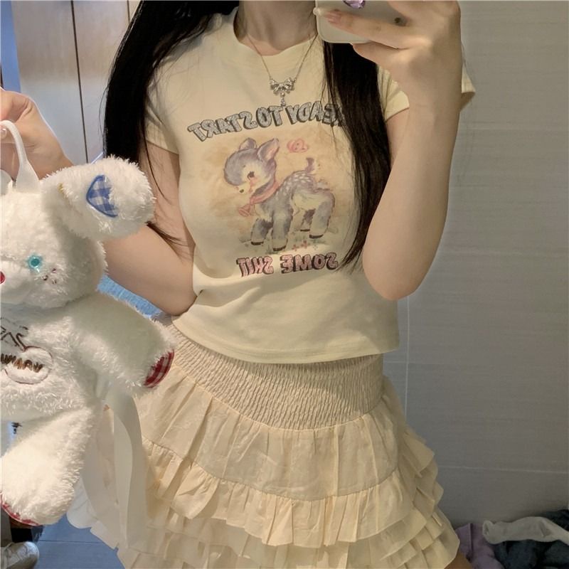 Áo Thun Tay Ngắn Hở Vai Dáng Ôm Phong Cách Mùa Hè Mới Cho Nữ