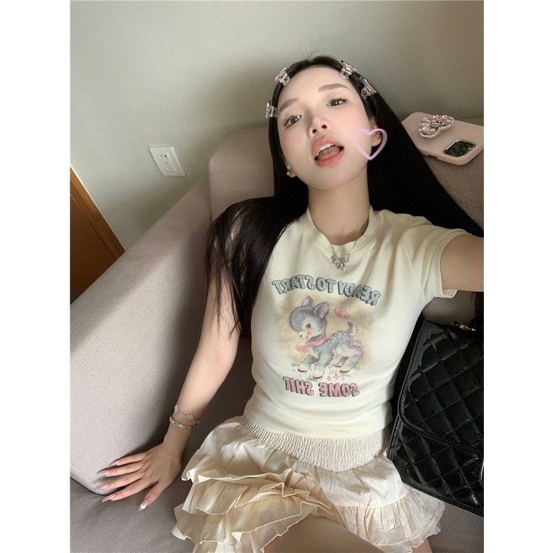 Áo Thun Tay Ngắn Hở Vai Dáng Ôm Phong Cách Mùa Hè Mới Cho Nữ