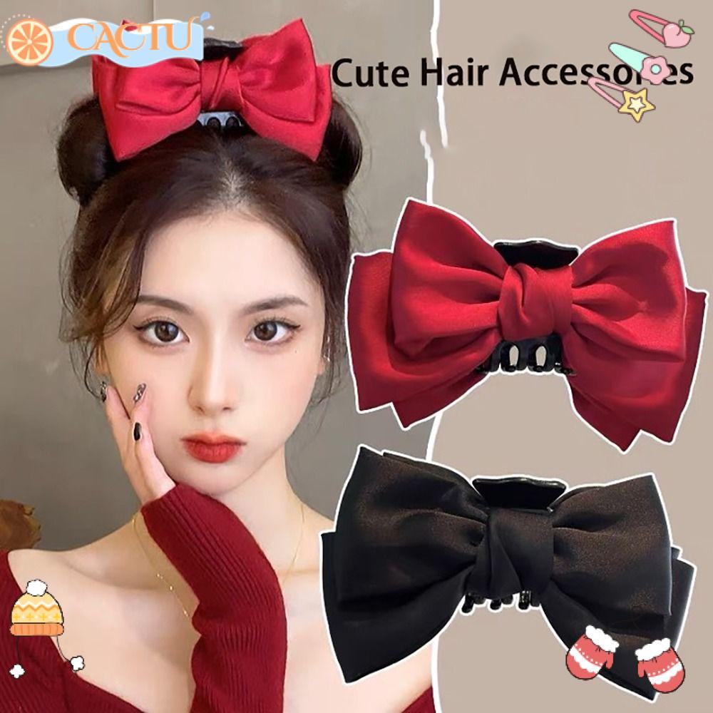 Kẹp Tóc Nơ Vải Hai Mặt Chống Trượt Thời Trang Dành Cho Nữ