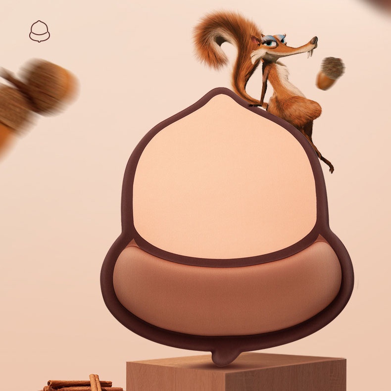 Bàn Di Chuột 3D Hạt Dẻ Ngộ Nghĩnh Siêu Êm Đệm Tay Silicon