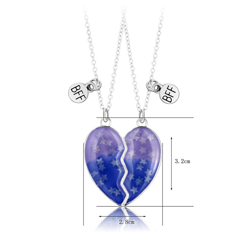 Ygt Set 2 Vòng cổ Mặt Trái Tim Từ Tính Phát Quang Nhiều Màu Sắc