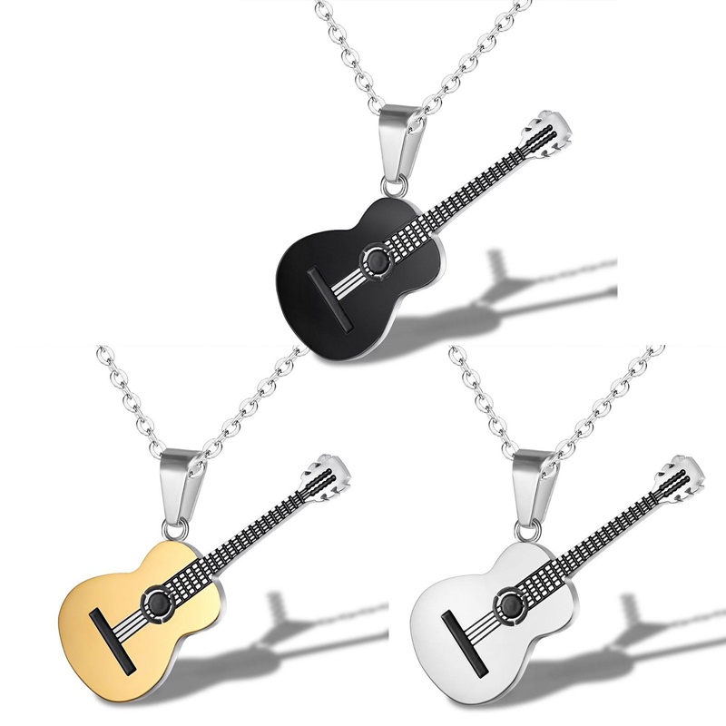 Ygt Vòng cổ Thép Titan Không Phai Hình Đàn Guitar Phong Cách Hip Hop Cho Nam Và Nữ