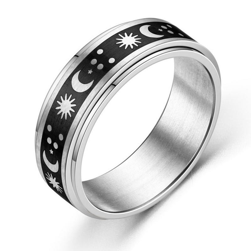 Ygt Nhẫn Thép Titan Hình Mặt Trời Mặt Trăng Ngôi Sao Sáng Tạo Làm Quà Tặng Valentine Cho Cặp Đôi Nam Nữ