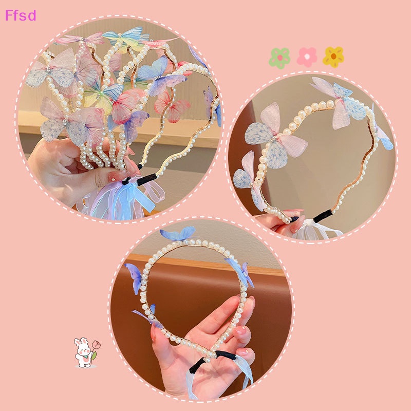 {Ffsd} Băng Đô Cài Tóc Ruy Băng Màu Gradient Hình Bướm Đính Ngọc Trai Trang Trí Tiệc Cưới Dành Cho Bé Gái * Hàng Bán Chạy