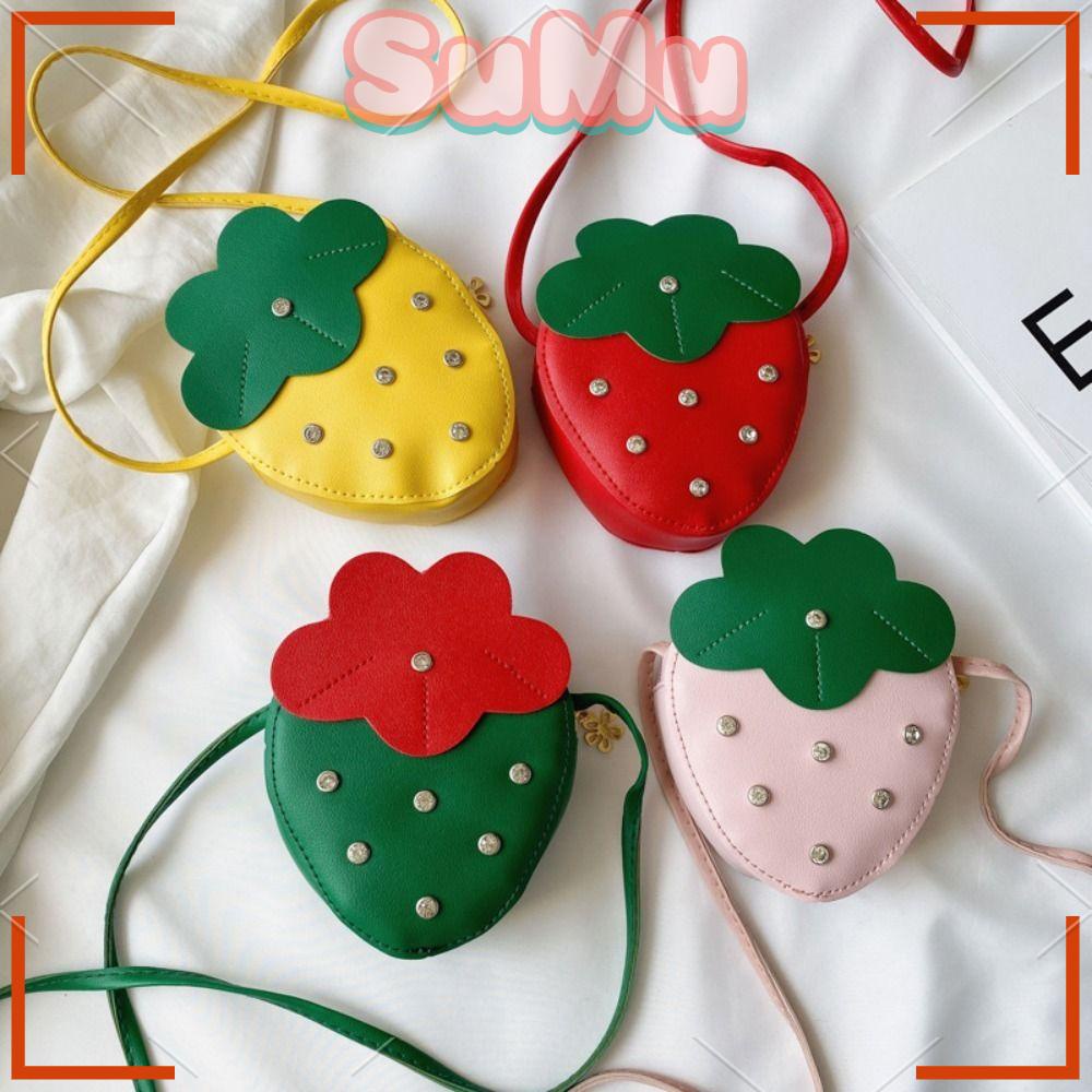 SUMU Túi Đeo Vai Đựng Tiền Xu Hình Trái Dâu Dễ Thương Cho Bé