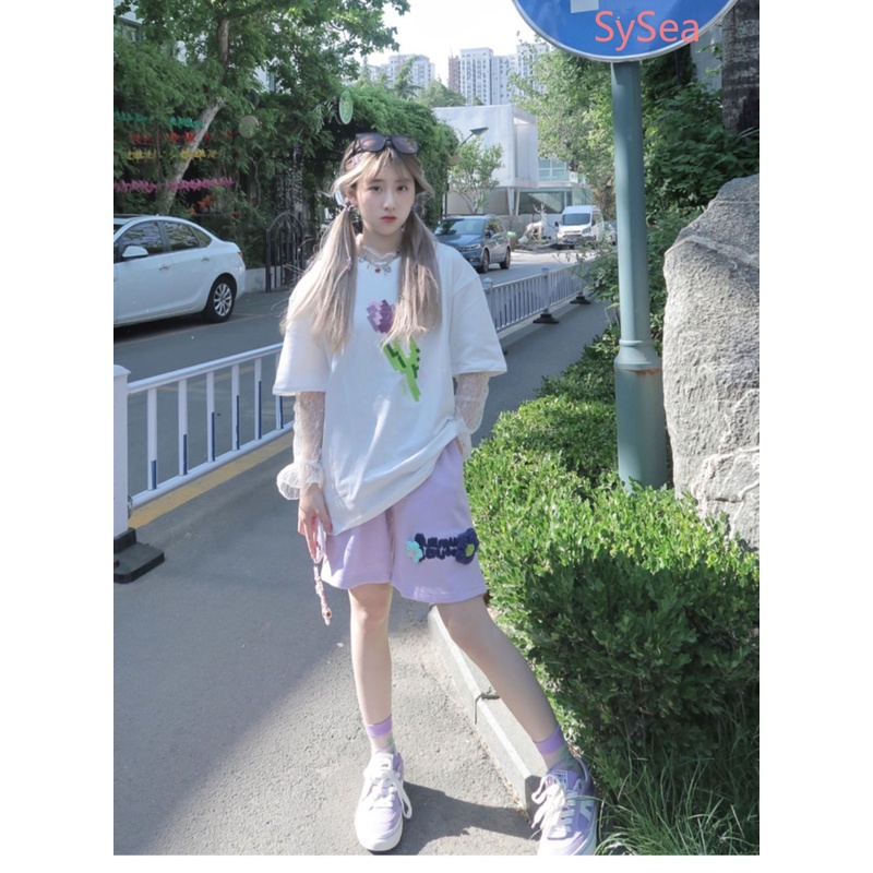 Bộ Áo Sơ Mi Dáng Rộng + Quần Short Xinh Xắn Theo Phong Cách Mùa Hè Hàn Quốc Dành Cho Nữ