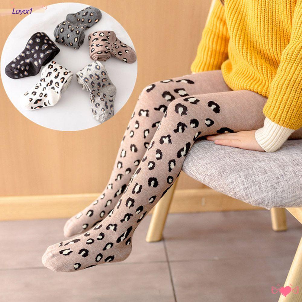 LAYOR1 Quần Tất Cotton Họa Tiết Da Báo Cho Bé Gái