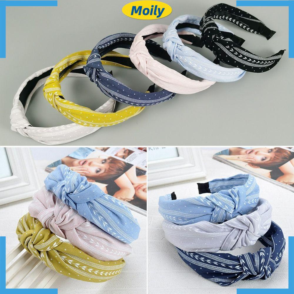 MOILYVN Băng Đô Cài Tóc Bản Rộng Thắt Nút Nhiều Màu Đa Năng Cho Nữ