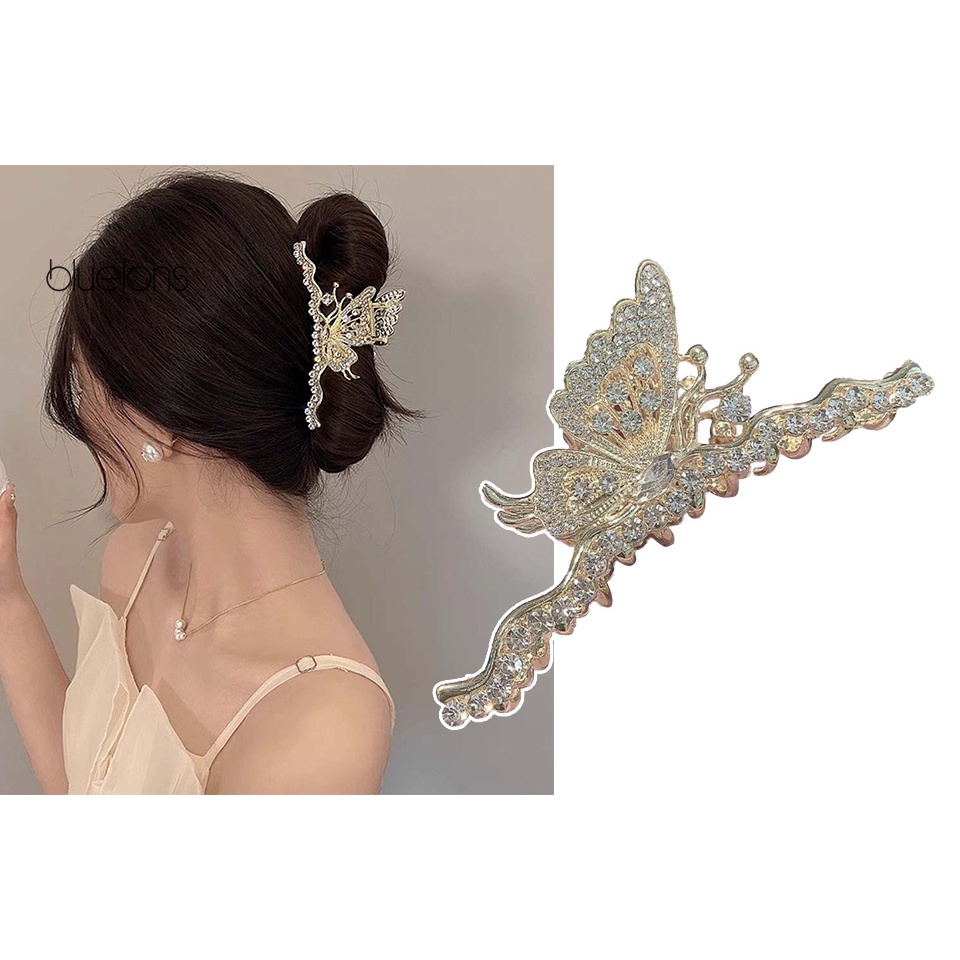 Set 2 Kẹp Tóc Càng Cua Lớn Đính Đá Lấp Lánh Chống Trượt