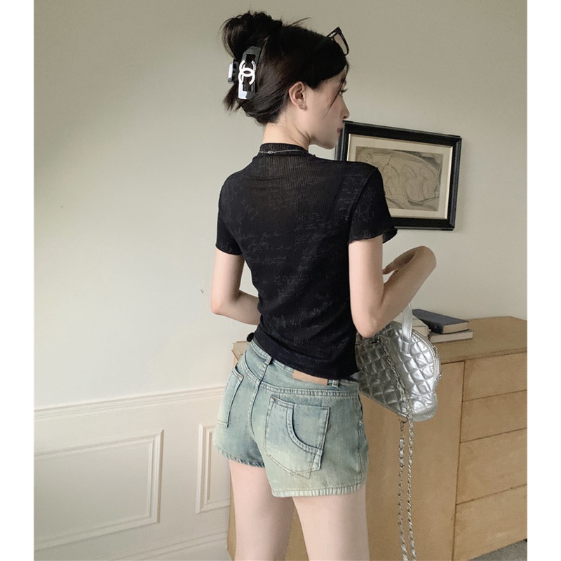 Áo Thun Tay Ngắn Phối Lưới Mỏng Thời Trang Mùa Hè Cá Tính