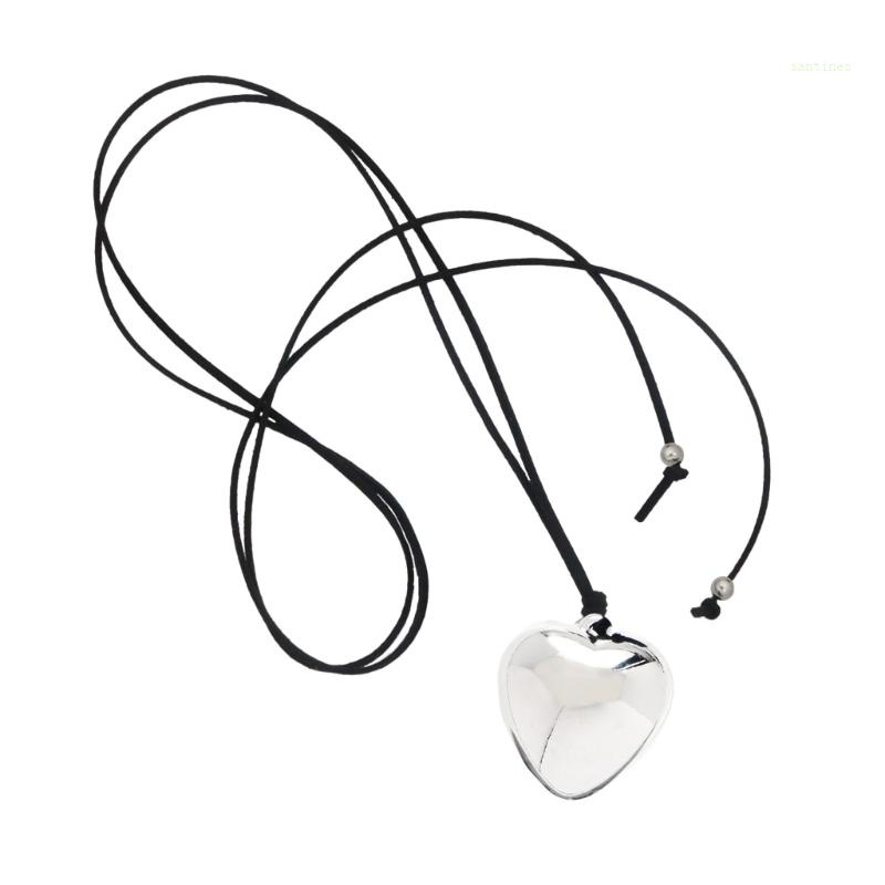 Vòng Cổ Choker Vải Nỉ Màu Đen Mặt Hình Trái Tim Thắt Nơ Phong Cách Punk Thời Trang Có Thể Điều Chỉnh