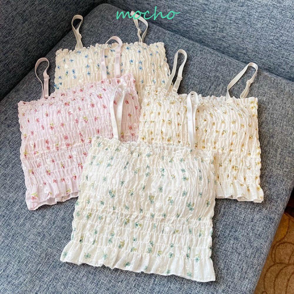 MOCHO Áo Crop Top In Hoa Dễ Thương Eo Cao Có Đệm Lót Phong Cách Hàn Quốc Thời Trang Mùa Hè Năng Động