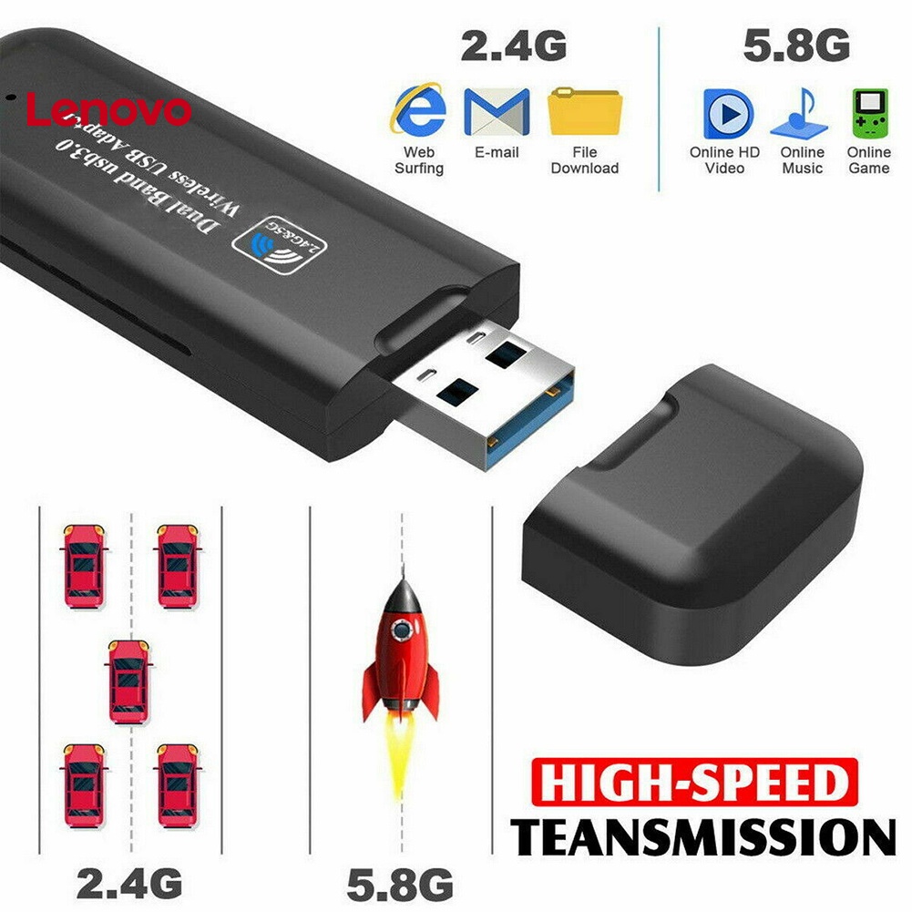 Thẻ Mạng Không Dây 2.4G / 5.8G 1200Mbps Băng Tần Kép USB 3.0 Cho PC