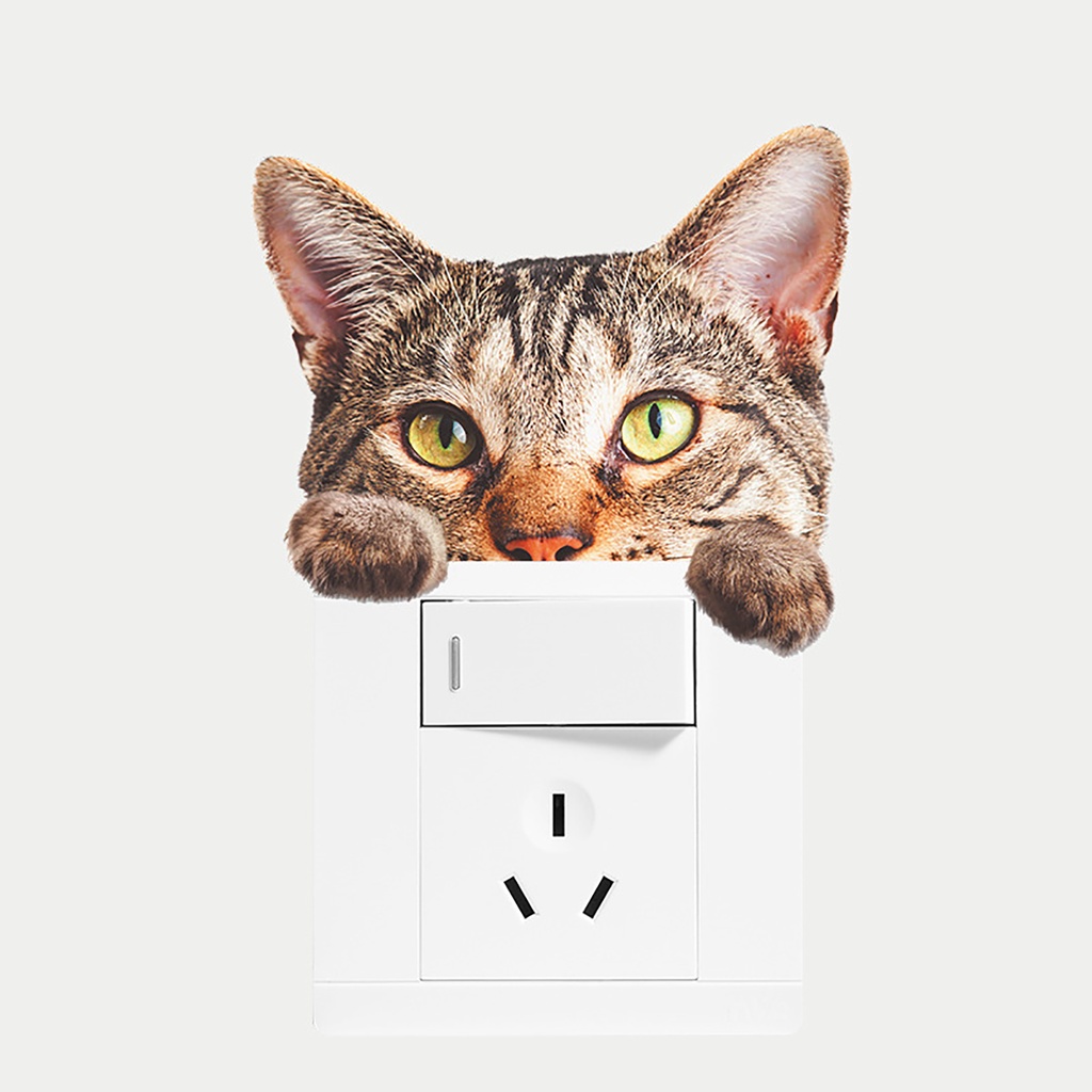 Set 5 Miếng Dán Trang Trí Công Tắc Điện Hình Thú Cưng Hoạt Hình Sáng Tạo DIY