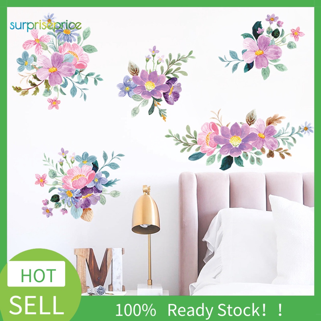 Miếng Dán Tường Bằng PVC Họa Tiết Hoa Màu Sắc Tươi Sáng Có Thể Tháo Gỡ Trang Trí Nhà Cửa