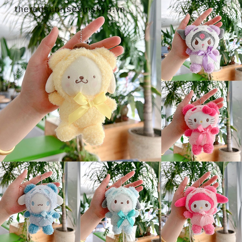 Móc Khóa Hình Búp Bê Nhồi Bông Kuromi Cinnamoroll 14cm Dễ Thương