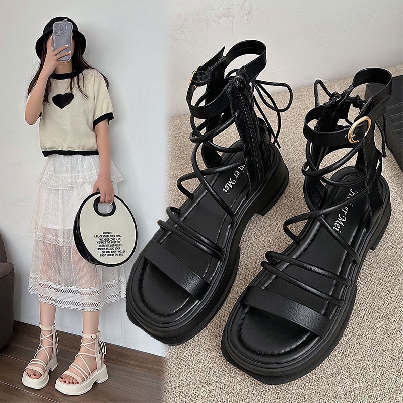 Giày Sandal Đế Phẳng Phong Cách Preppy Mùa Hè Kiểu Dáng Mới Có Khóa Cài Dày Dặn Cho Nữ RSVP