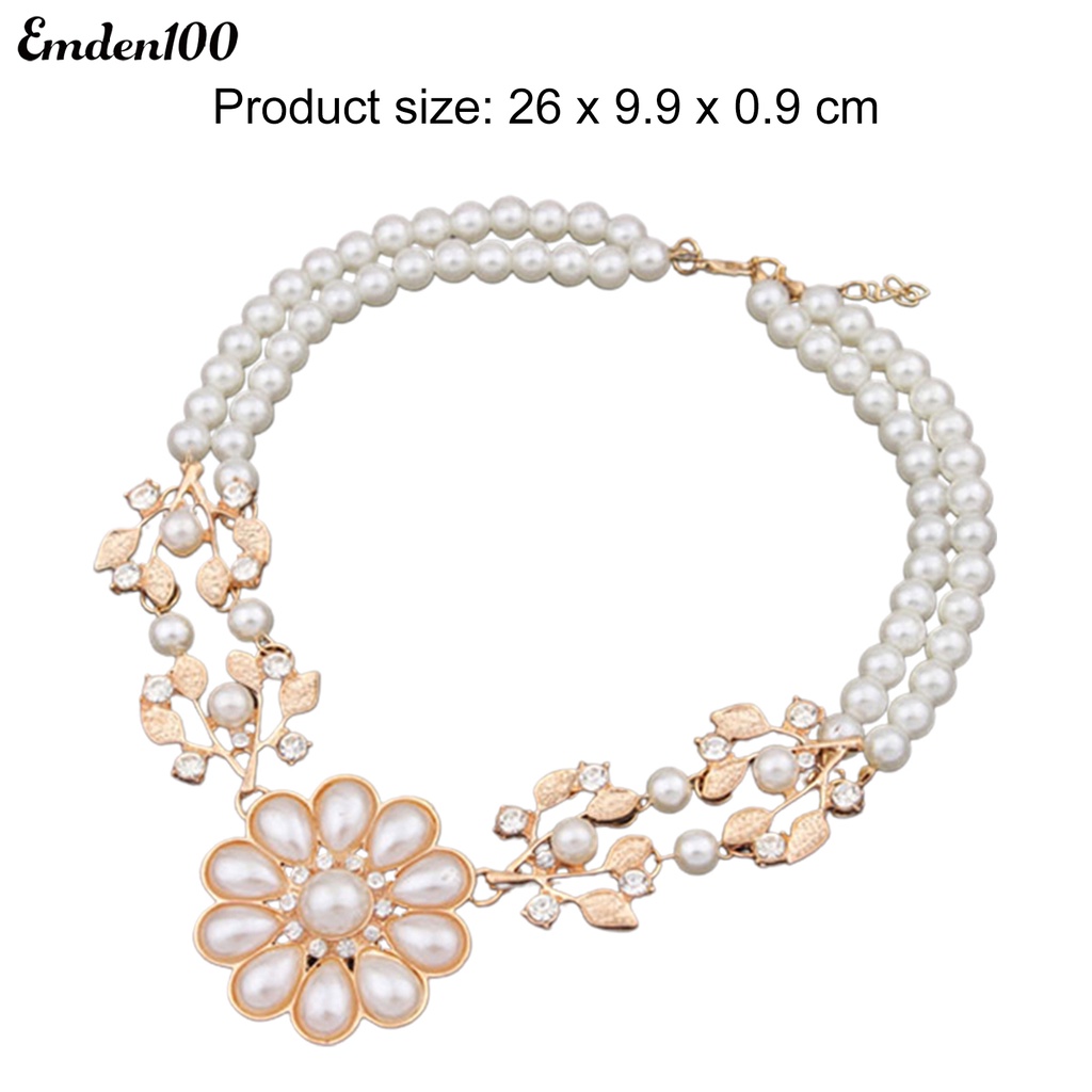 [EMDEN] Vòng cổ Hai Lớp Mặt Hoa Đính Ngọc Trai Nhân Tạo Thanh Lịch Cho Dating