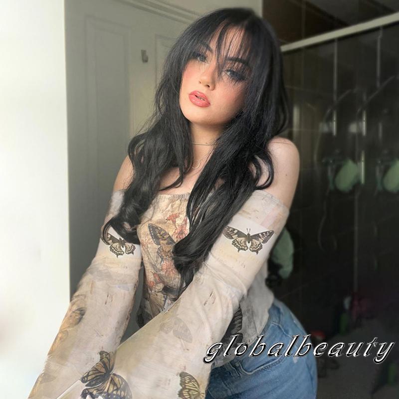 Áo Croptop Trễ Vai Tay Dài In Họa Tiết Hoa Và Bướm Thời Trang Mùa Thu Cho Nữ