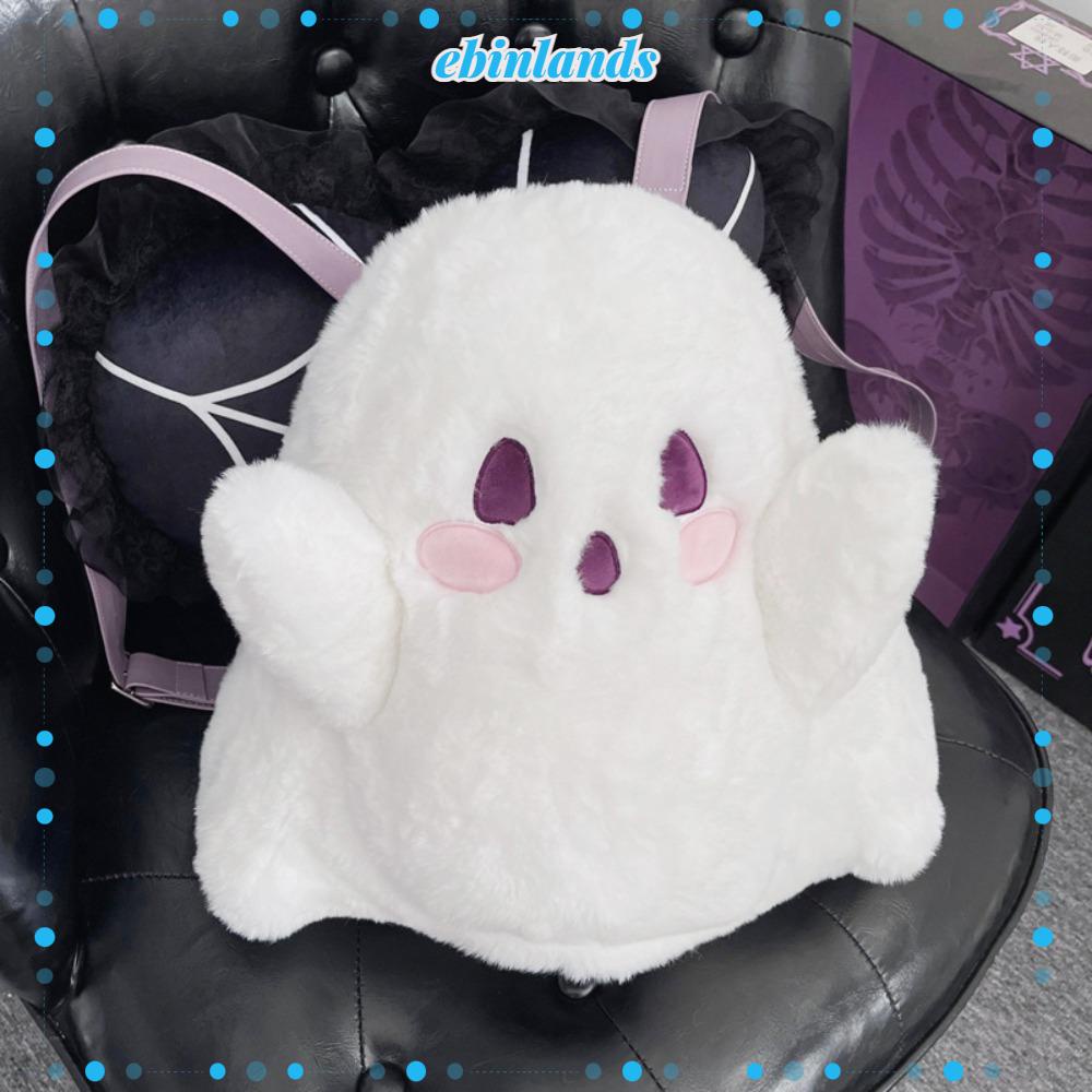 EBINLANDS Ba Lô Đeo Vai Hình Búp Bê 3D Bằng Vải Lông Màu Trắng Cổ Điển Đáng Yêu Vui Nhộn Dành Cho Trẻ Em Dịp Halloween