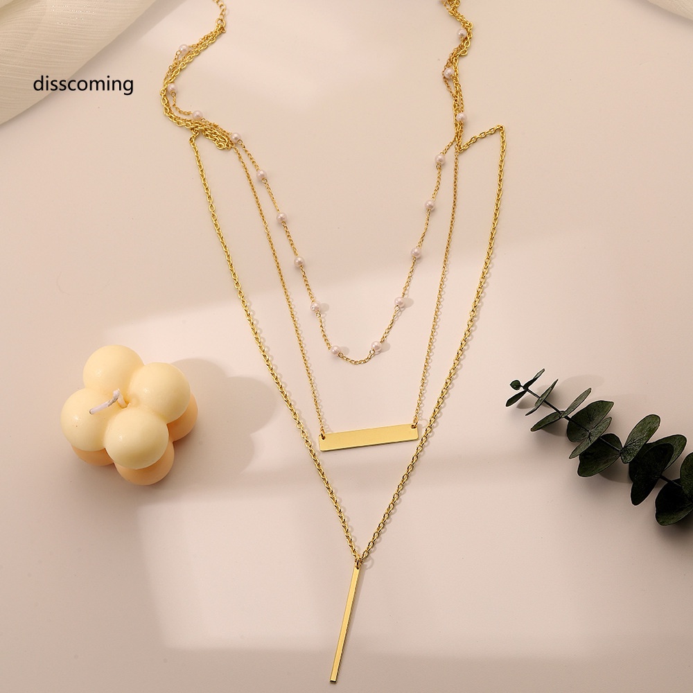 Áo Thun In Hình SL SL SL Thời Trang Năng Động| Vòng cổ Ba Lớp Đính Ngọc Trai Hình Vuông Phong Cách Mới