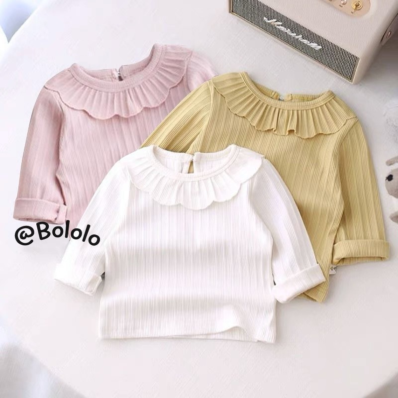 Bololo Áo Thun Dài Tay Màu Sắc Thời Trang Cho Bé Gái