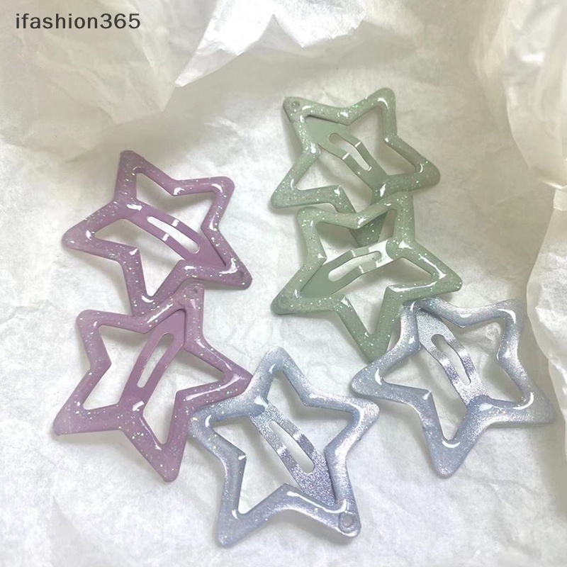 Set 2 Kẹp Tóc Kim Loại Hình Ngôi Sao Nhiều Màu Sắc Lấp Lánh Thời Trang Cho Nữ Y2K ifashion365