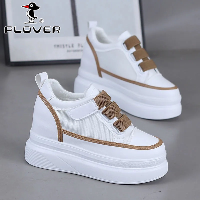Giày Thể Thao Đế Dày 8cm Tăng Chiều Cao Phối Lưới Khóa Dán Thời Trang Cho Nữ