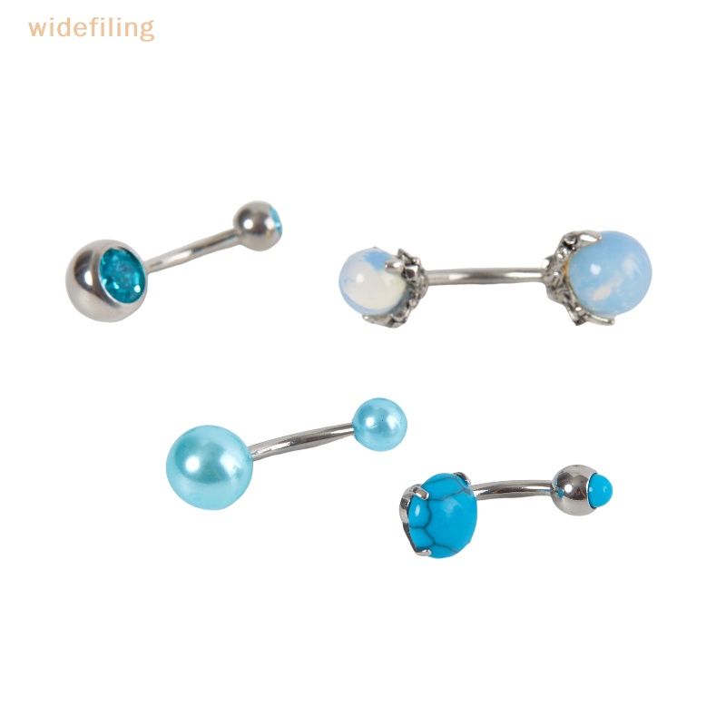 Bộ 4 Khuyên Rốn Đính Đá Đơn Giản Nhiều Màu Sắc Dùng Làm Quà Tặng Trang Sức Cho Bạn Gái