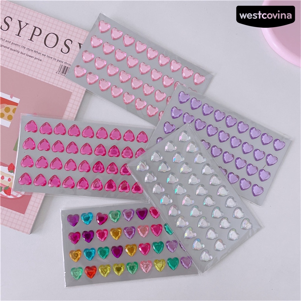 [WSTN]✎1 Bộ Miếng Dán Trang Trí Điện Thoại Hình Trái Tim 3D Lấp Lánh Dễ Sử Dụng DIY