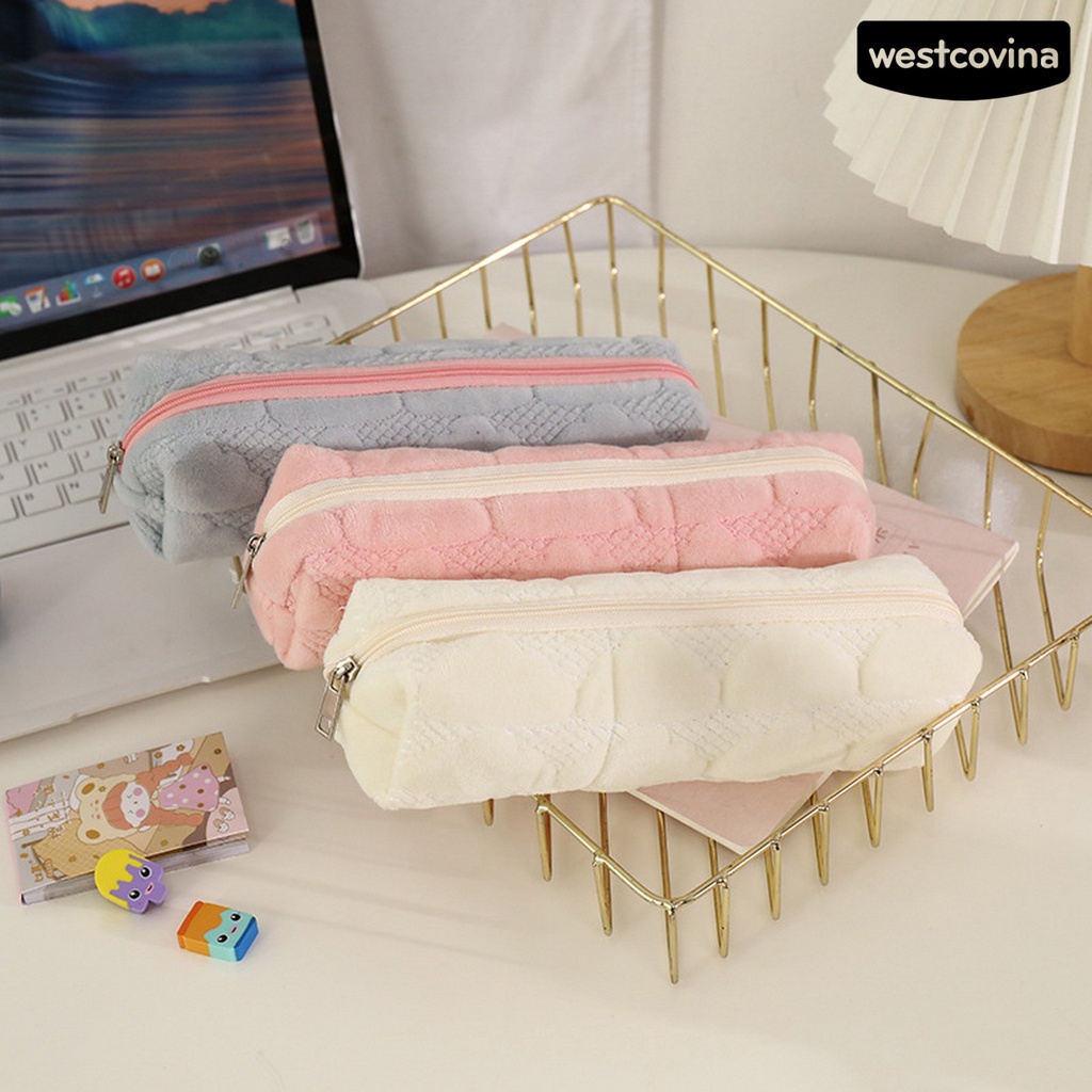 [WSTN] [WSTN]✎Túi Đựng Bút Cầm Tay Bằng Vải Bông Sức Chứa Lớn Có Khóa Kéo In Họa Tiết Đám Mây Dễ Thương