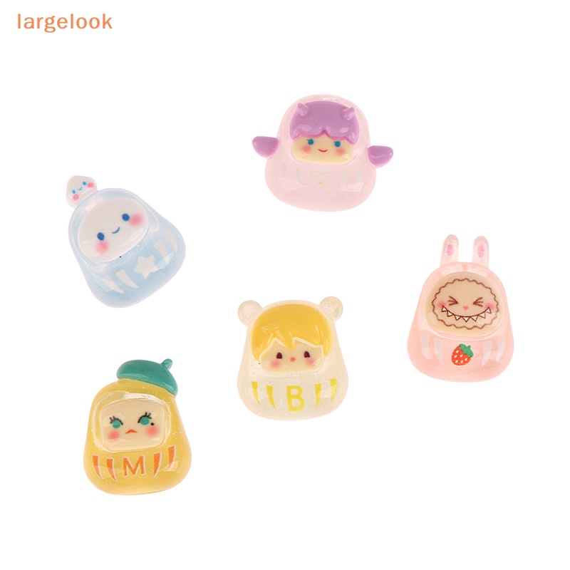 Set 5 Mặt Dây Chuyền Hình Búp Bê Dharma Bằng Nhựa Phát Quang Dễ Thương DIY