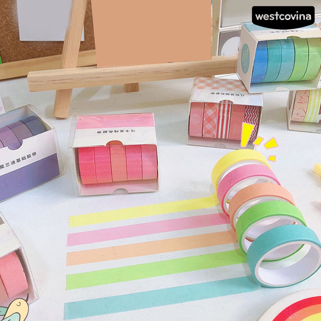 [WSTN] [WSTN]✎Set 5 Cuộn Băng Keo Dán Trang Trí Hình Bánh Macaron Xinh Xắn