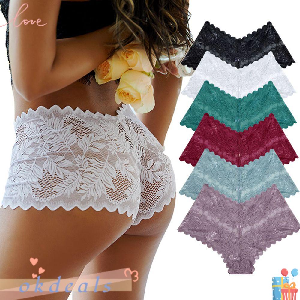 OKDEALS Quần Lót Lưới Hoa Lưng Cao Gợi Cảm Cho Nữ