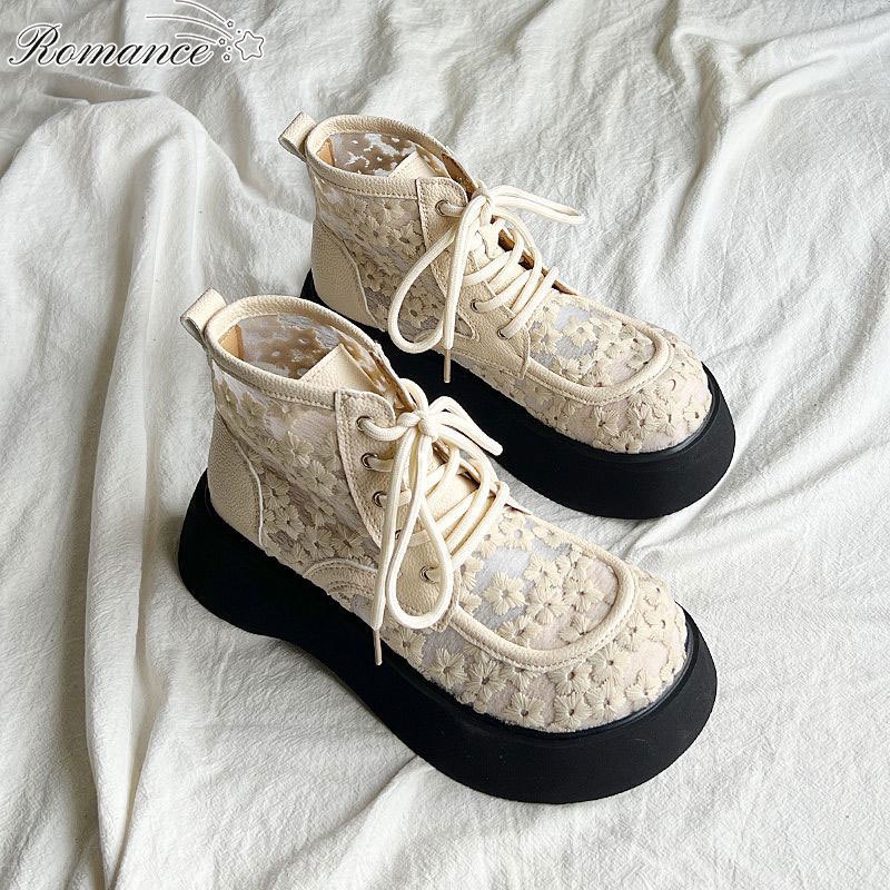 Giày Boot Lưới Mỏng Thoáng Khí Đế Dày Thời Trang Mới Cho Nữ