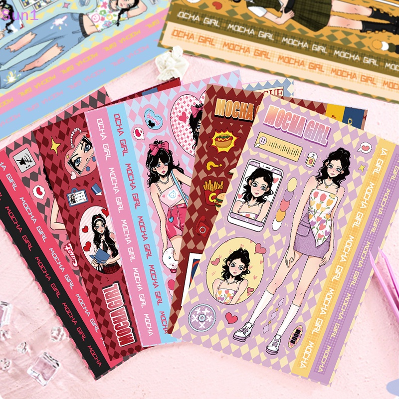 Set 8 Miếng Dán Chống Nước Hình Cô Gái Mocha Graffiti Trang Trí Laptop / Sổ Tay / Vali / Điện Thoại / Đồ Chơi Trẻ Em DIY