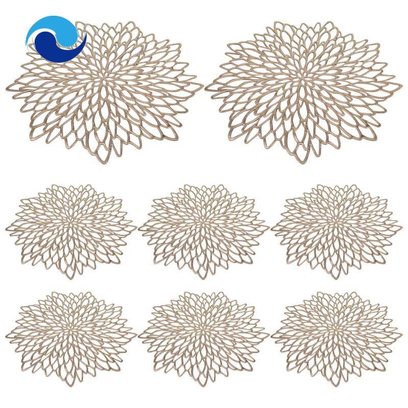 Set 8 Tấm Lót Bàn Tròn Bằng PVC Màu Vàng 15.5 Inch Chuyên Dụng Cho Trang Trí Tiệc Cưới / Nhà Hàng / Khách Sạn