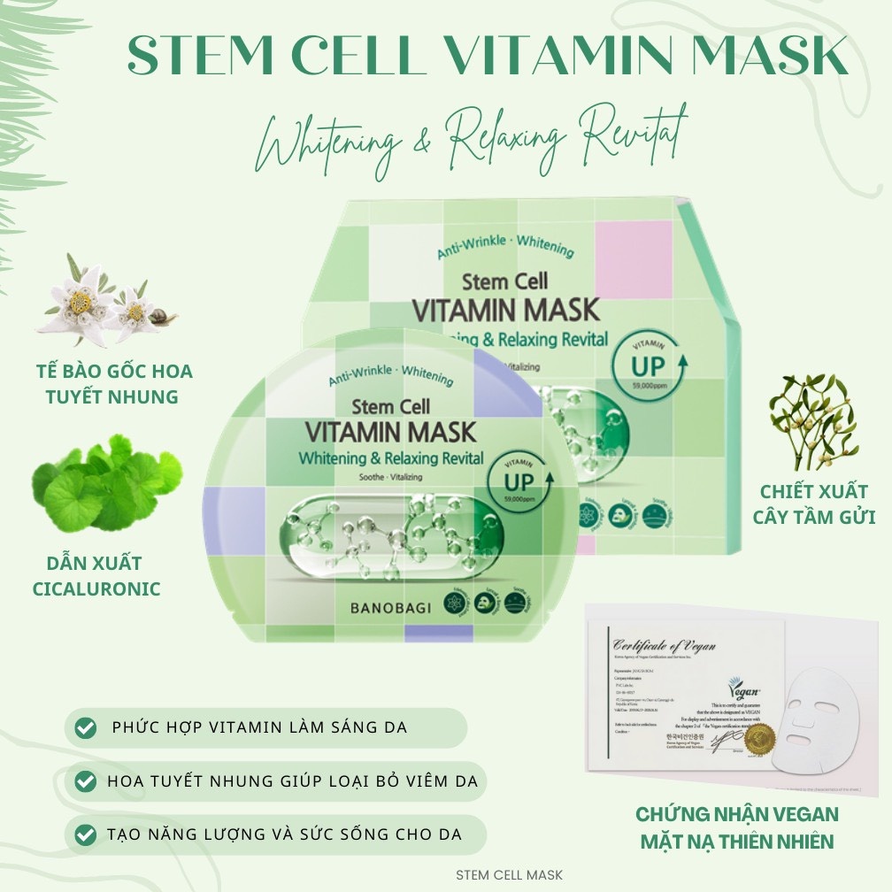 Mặt nạ Banobagi dưỡng da bổ sung Vitamin Vita Genic Jelly Mask Giấy Stemcell BANOBAGI dưỡng ẩm 30ml | BigBuy360 - bigbuy360.vn