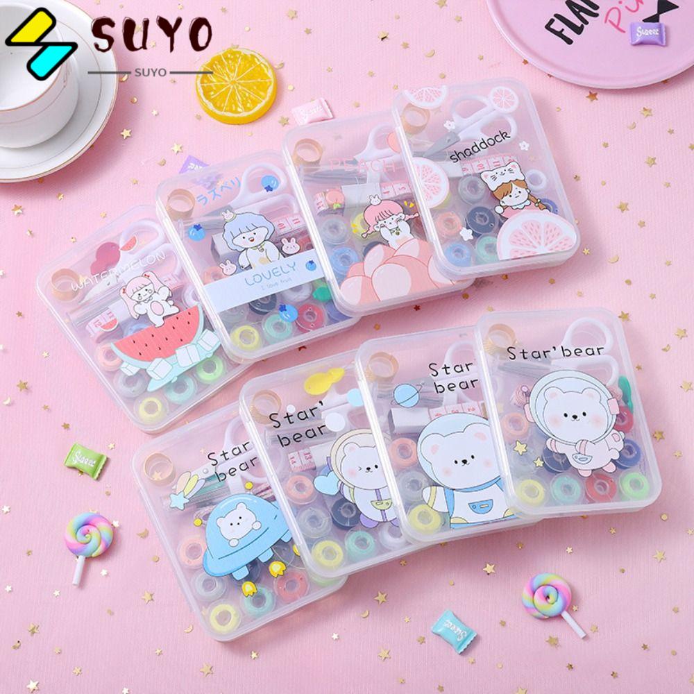 SUYO Bộ Dụng Cụ May Vá Mini Bằng Nhựa Họa Tiết Hoạt Hình Đa Năng
