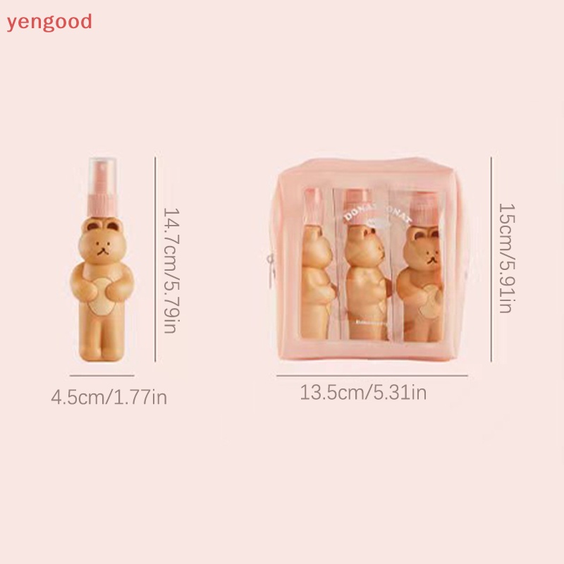 Set 3 Chai Rỗng Trong Suốt Dạng Nhấn Đựng Dầu Gội Đầu Hình Gấu Dễ Thương