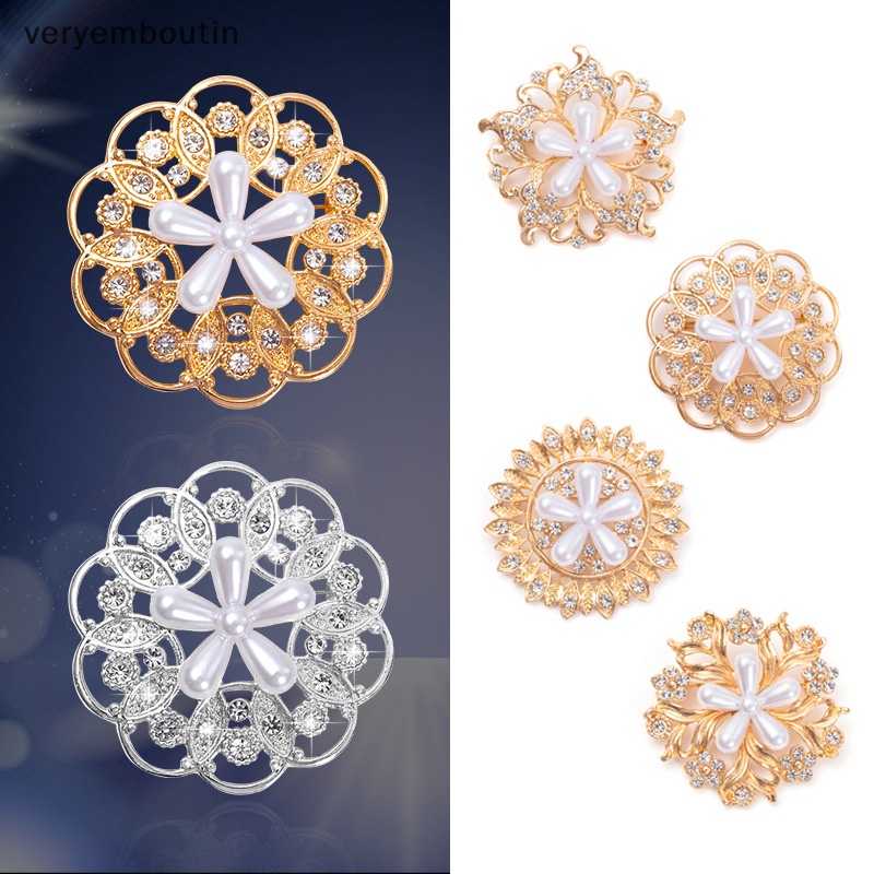 Ghim Cài Áo Hình Hoa Đính Đá / Ngọc Trai Giả Bằng Hợp Kim Đơn Giản Thời Trang Cho Nữ